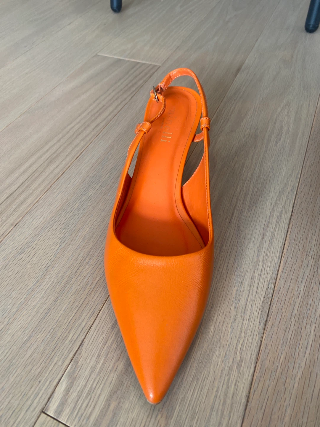 A.N.G.E.L.O. Paris Orange Leather Slingback Heels - Size 38 - photo 2