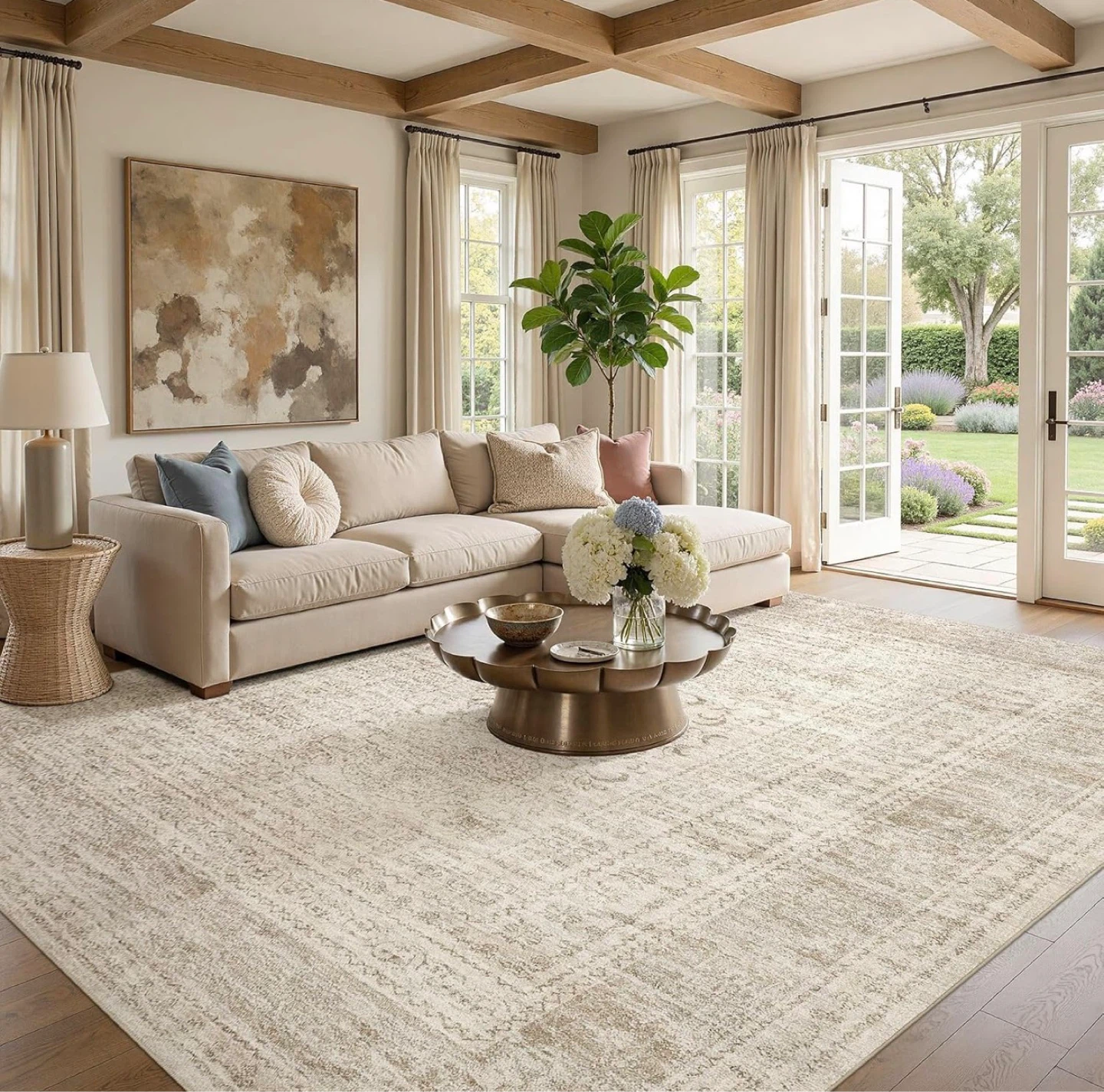 Cream and Grey Area Rug - photo 2