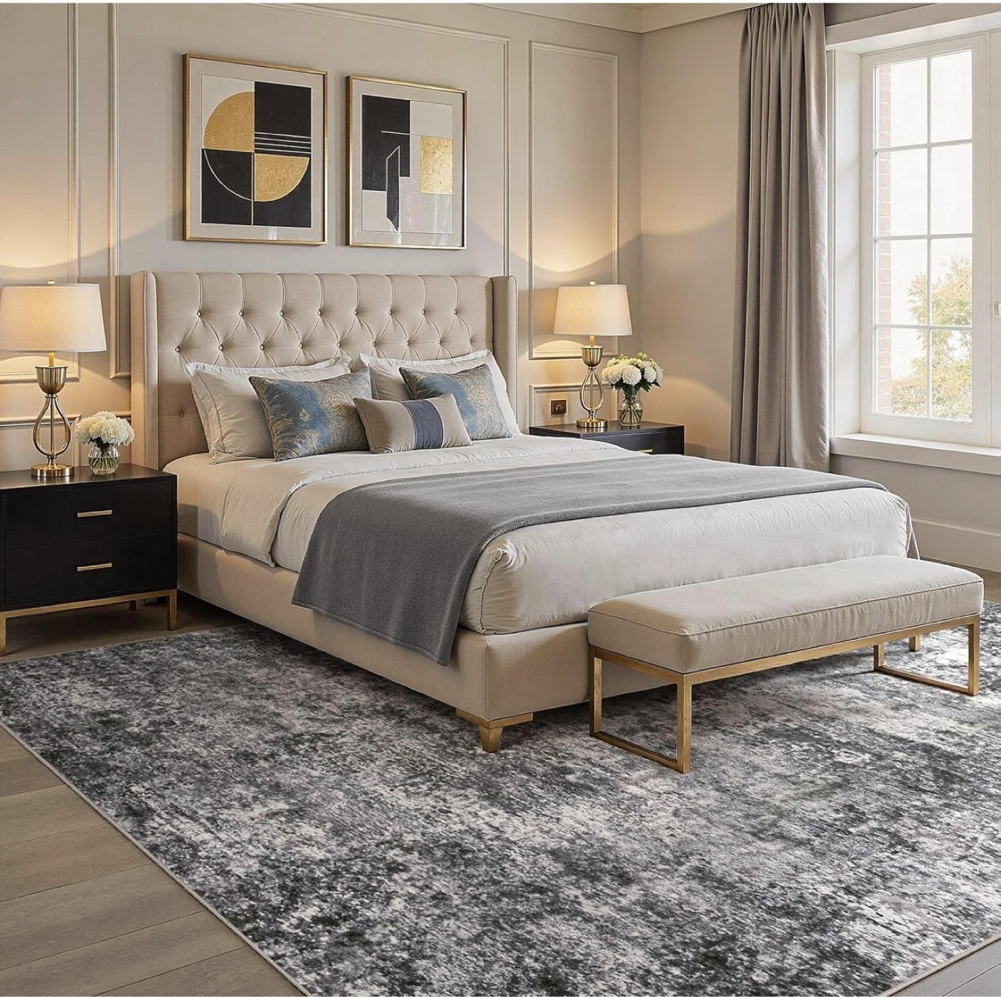 7' x 9' Grey Distressed Area Rug
