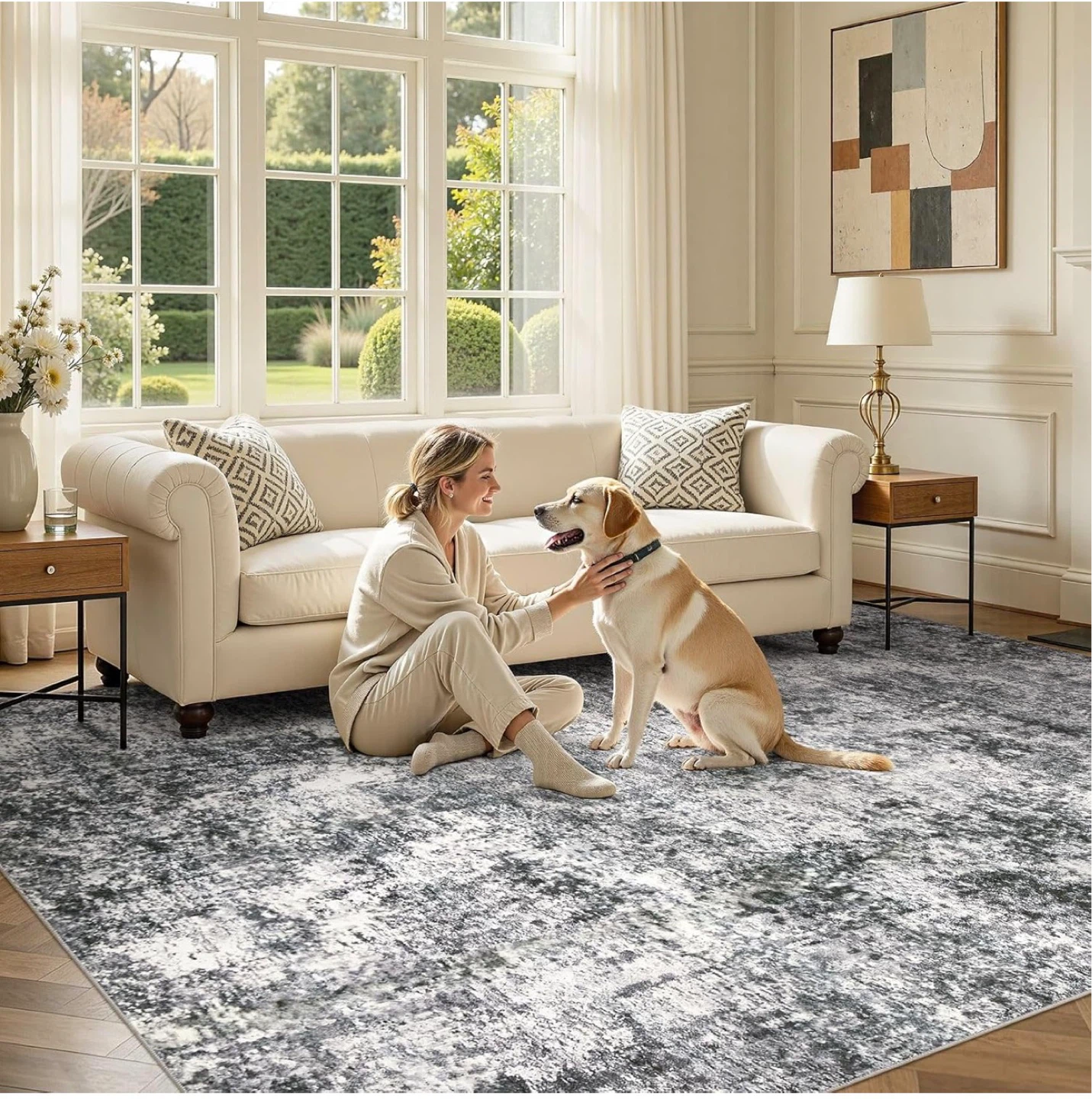 7' x 9' Grey Distressed Area Rug - photo 2