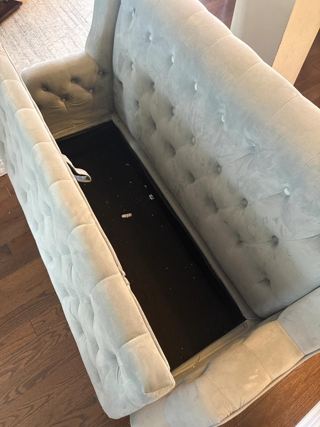 Grey Velvet Loveseat with Storage - photo 4