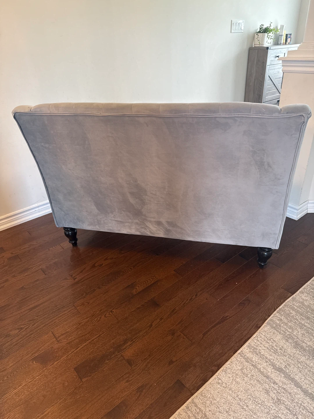 Grey Velvet Loveseat with Storage