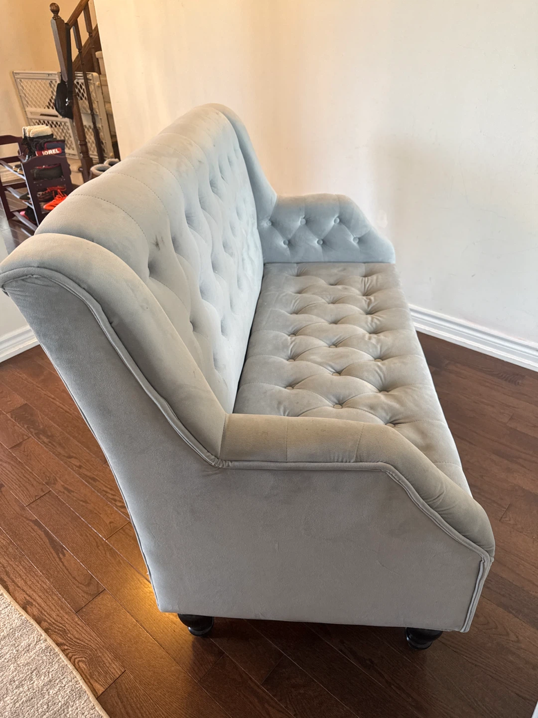Grey Velvet Loveseat with Storage - photo 2
