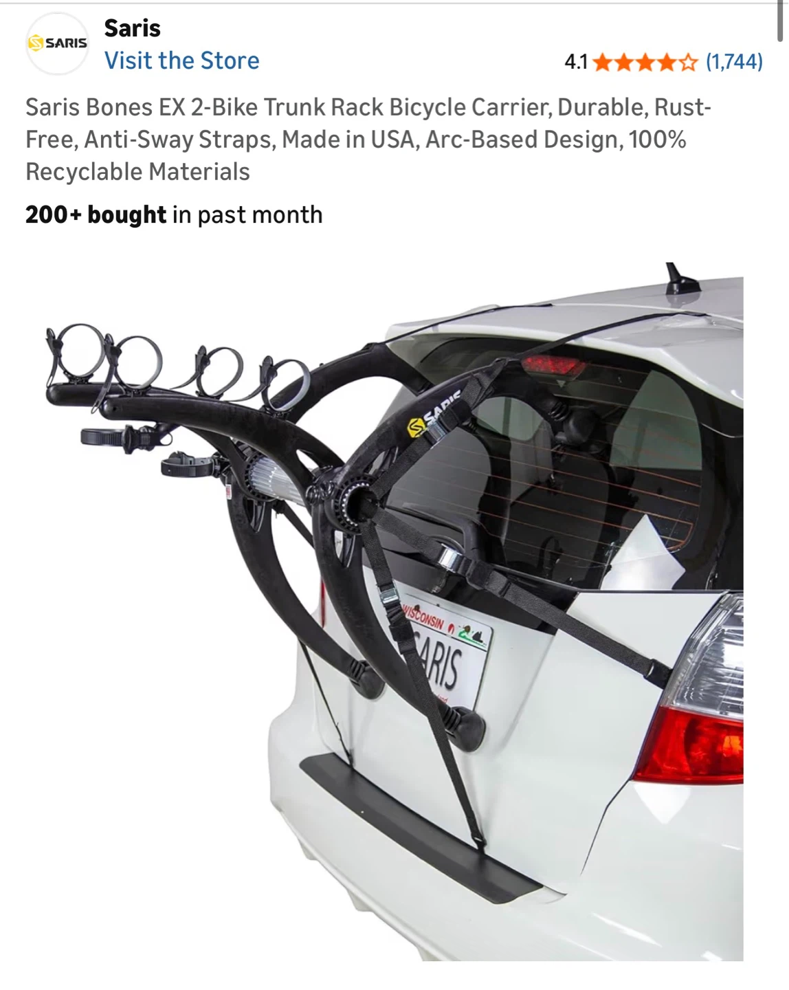 Saris Bones EX 2-Bike Trunk Rack