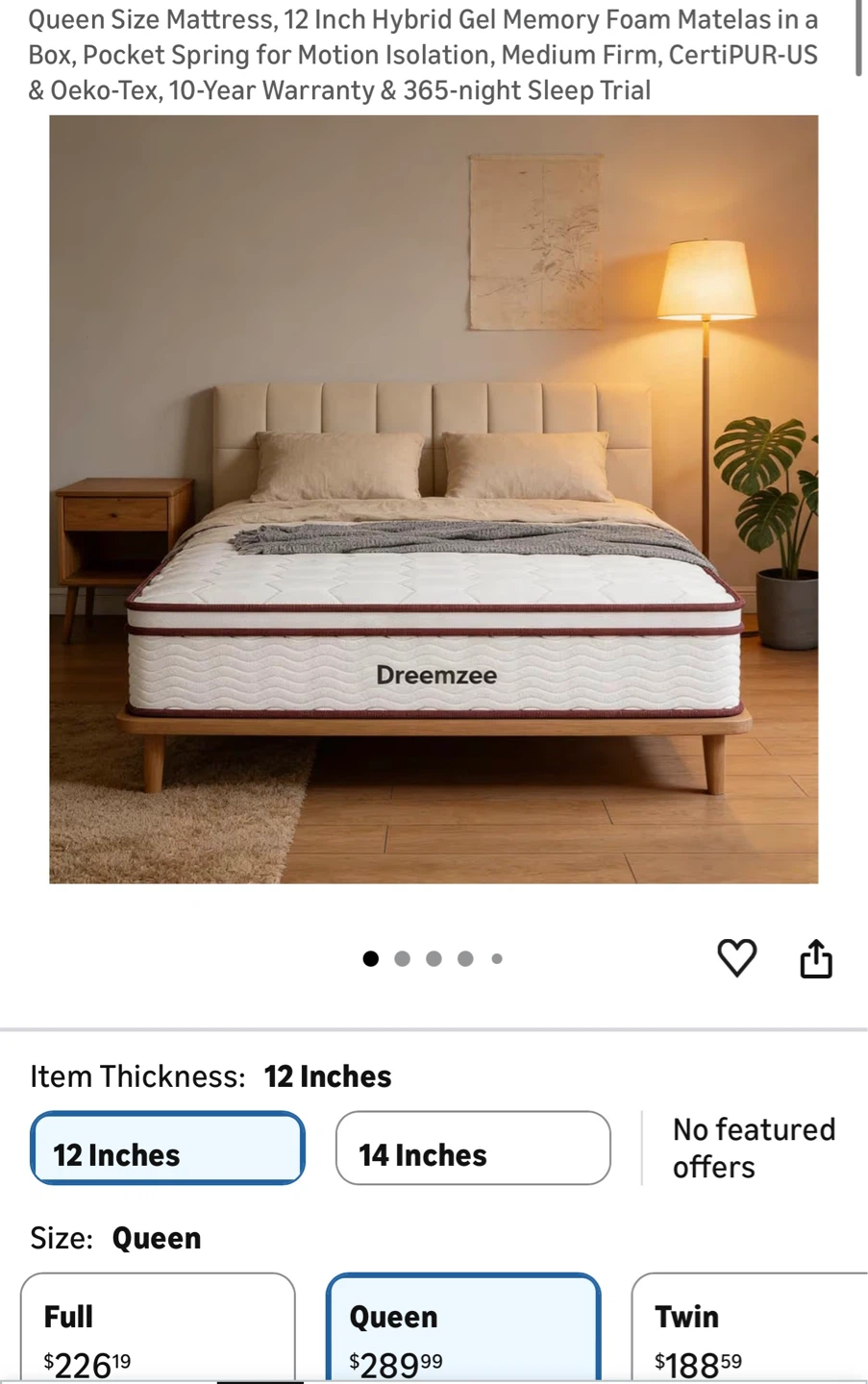 BRAND NEW Dremzee Queen Size Hybrid Gel Memory Foam Mattress