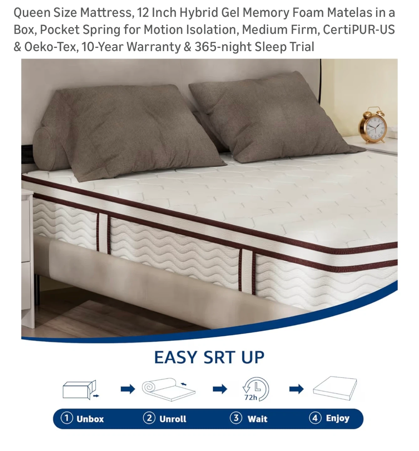 BRAND NEW Dremzee Queen Size Hybrid Gel Memory Foam Mattress - photo 2
