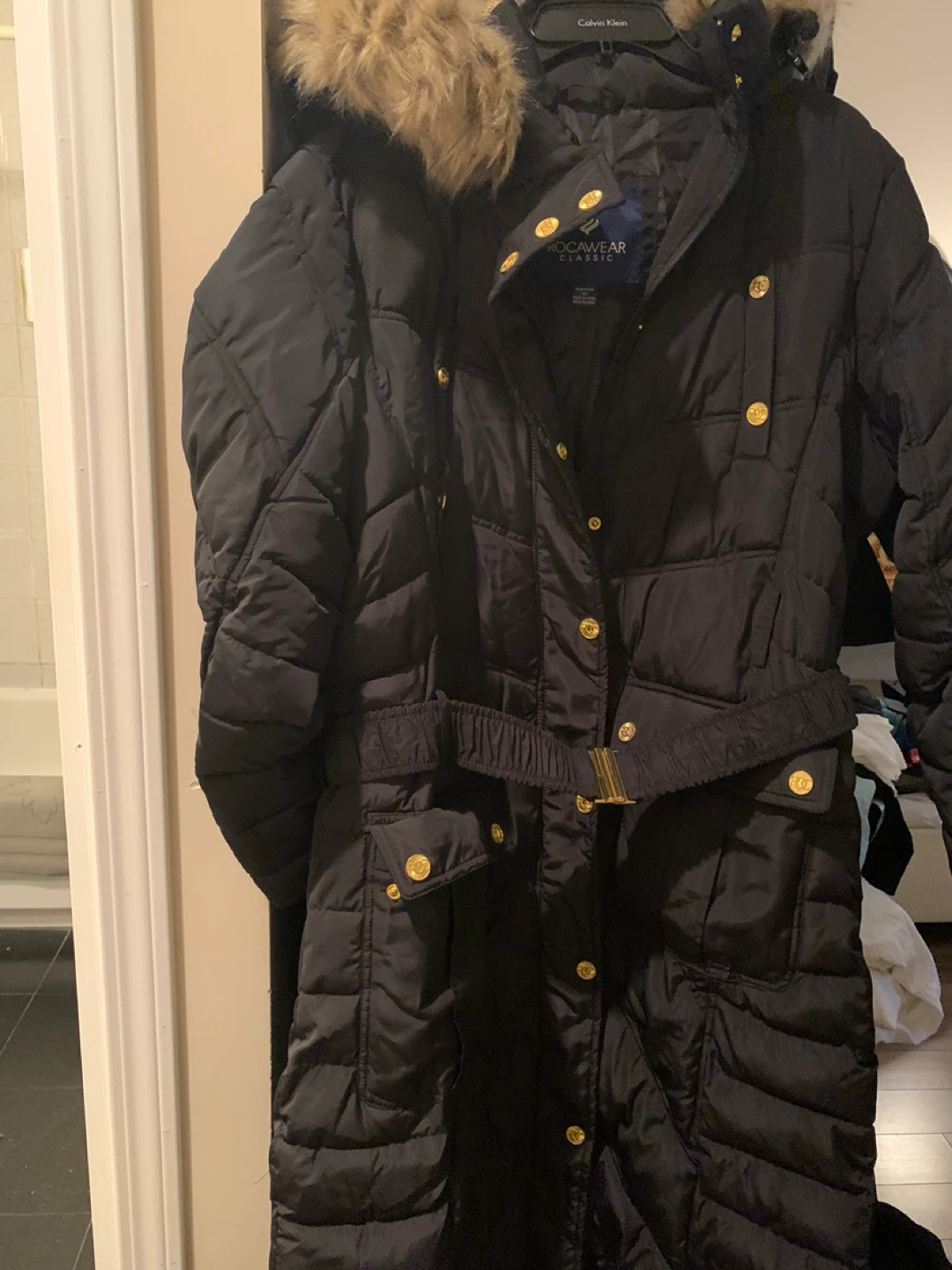 Rocawear Classic Black Puffer Coat with Fur Hood - photo 2