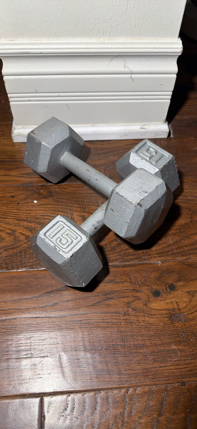 Pair of 15lb Hex Dumbbells - photo 2