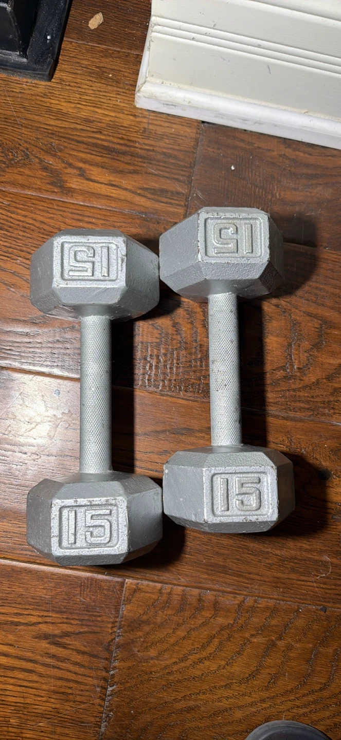 Pair of 15lb Hex Dumbbells