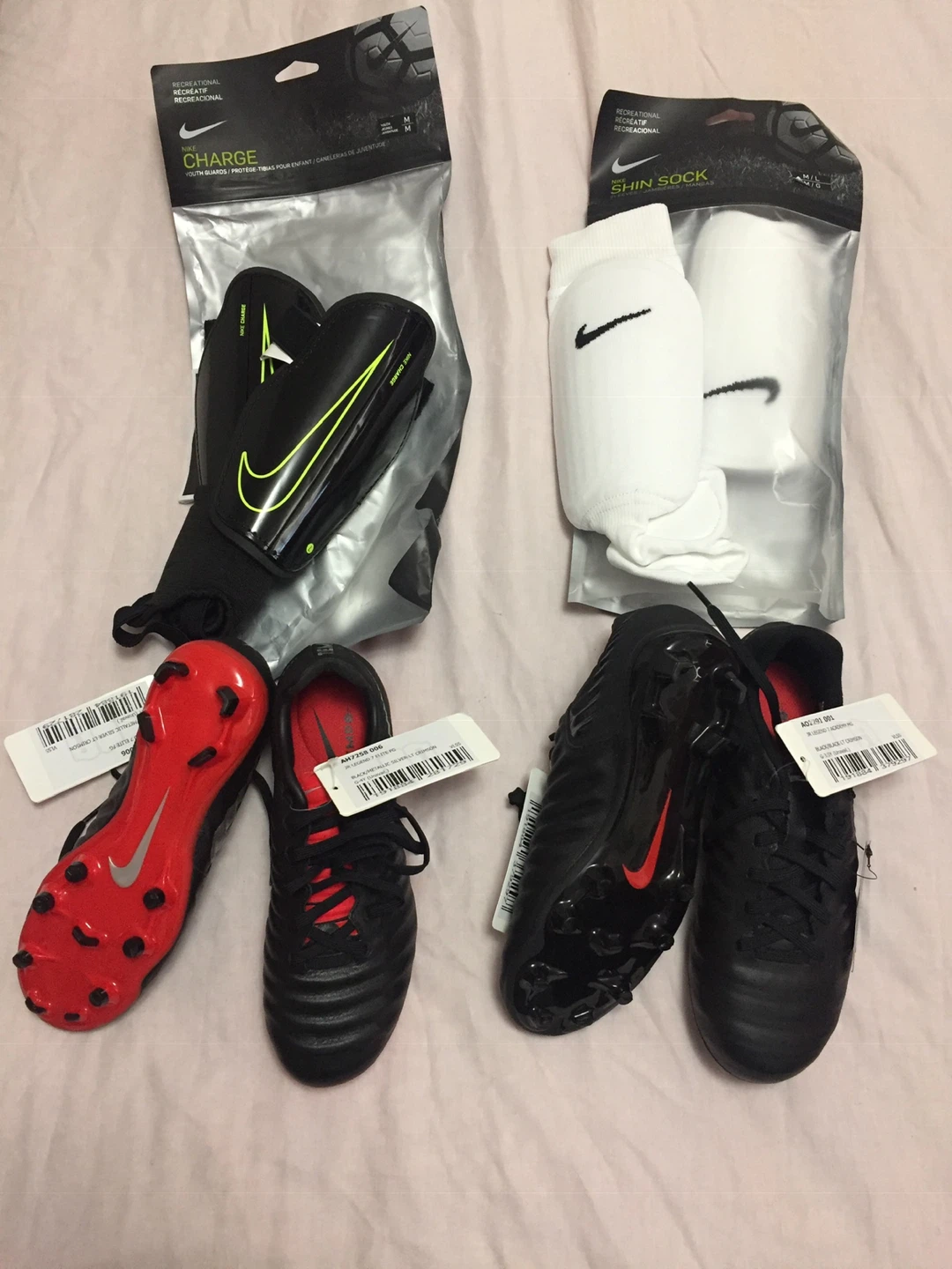 Nike Youth Soccer Cleats, Shin Guards, and Socks Set