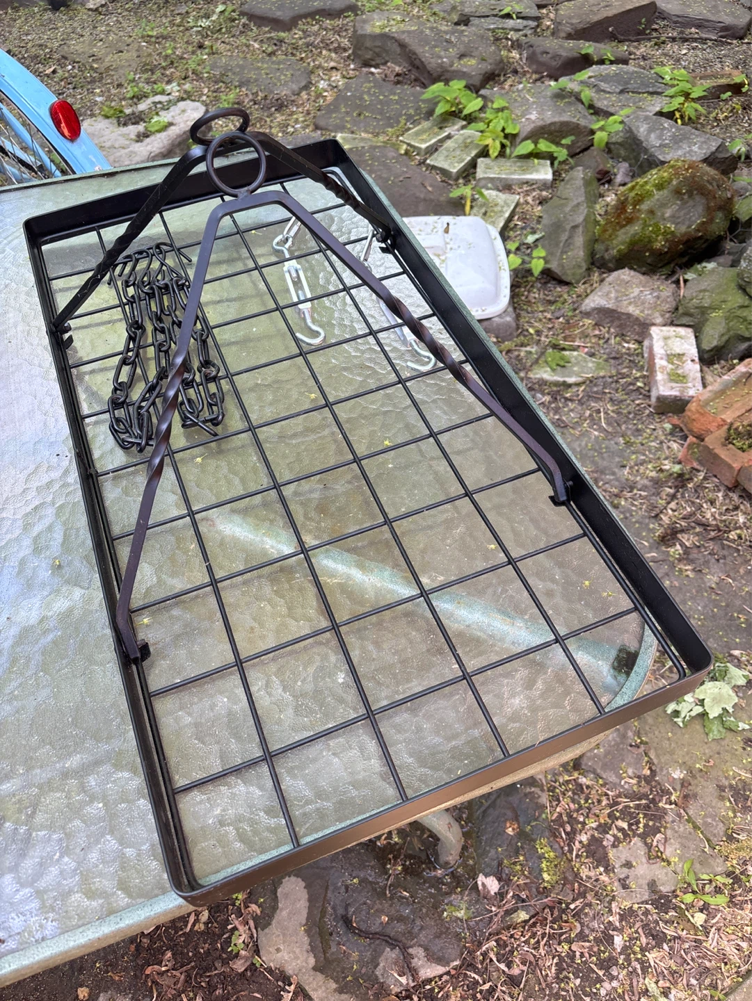 Black Metal Hanging Pot Rack with Chains