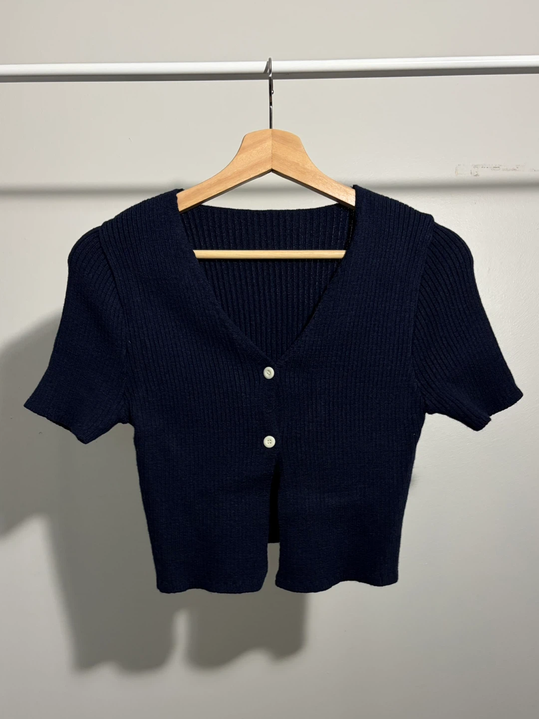 Navy Short Sleeve Knit Cardigan