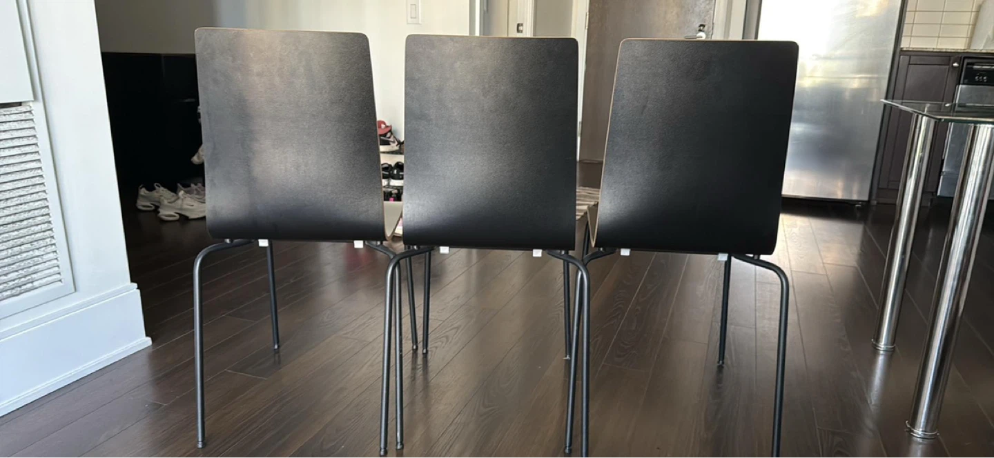 Set of 3 Black Dining Chairs & Glass dining table - photo 3