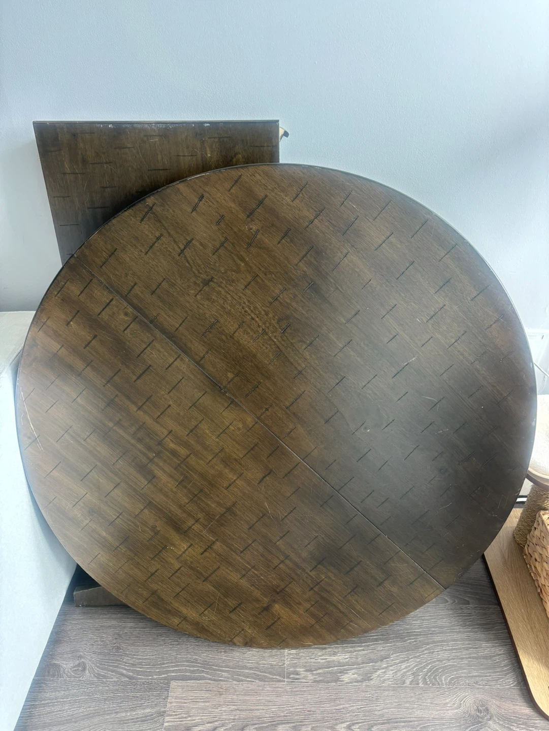 Dark Wood Round Counter Height Table with 4 Stools - photo 3