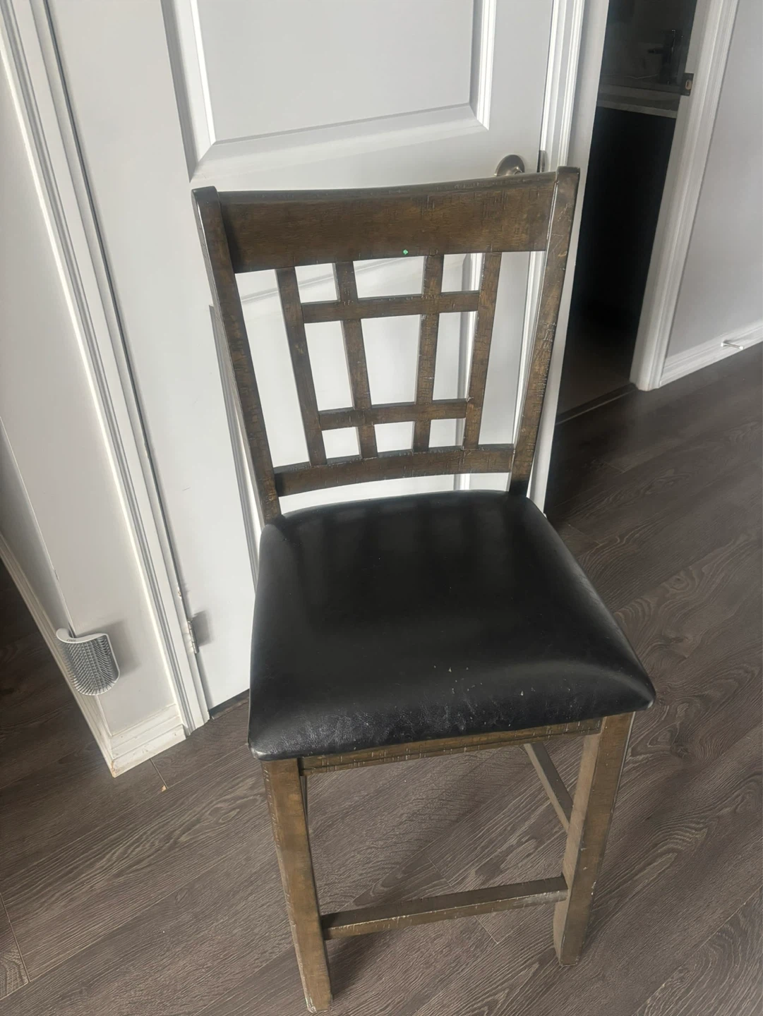 Dark Wood Round Counter Height Table with 4 Stools - photo 2