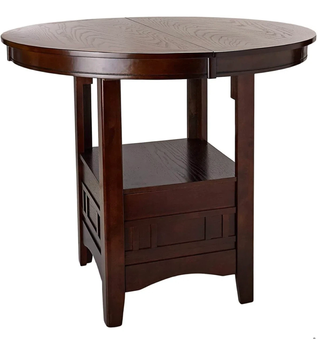 Dark Wood Round Counter Height Table with 4 Stools - photo 5