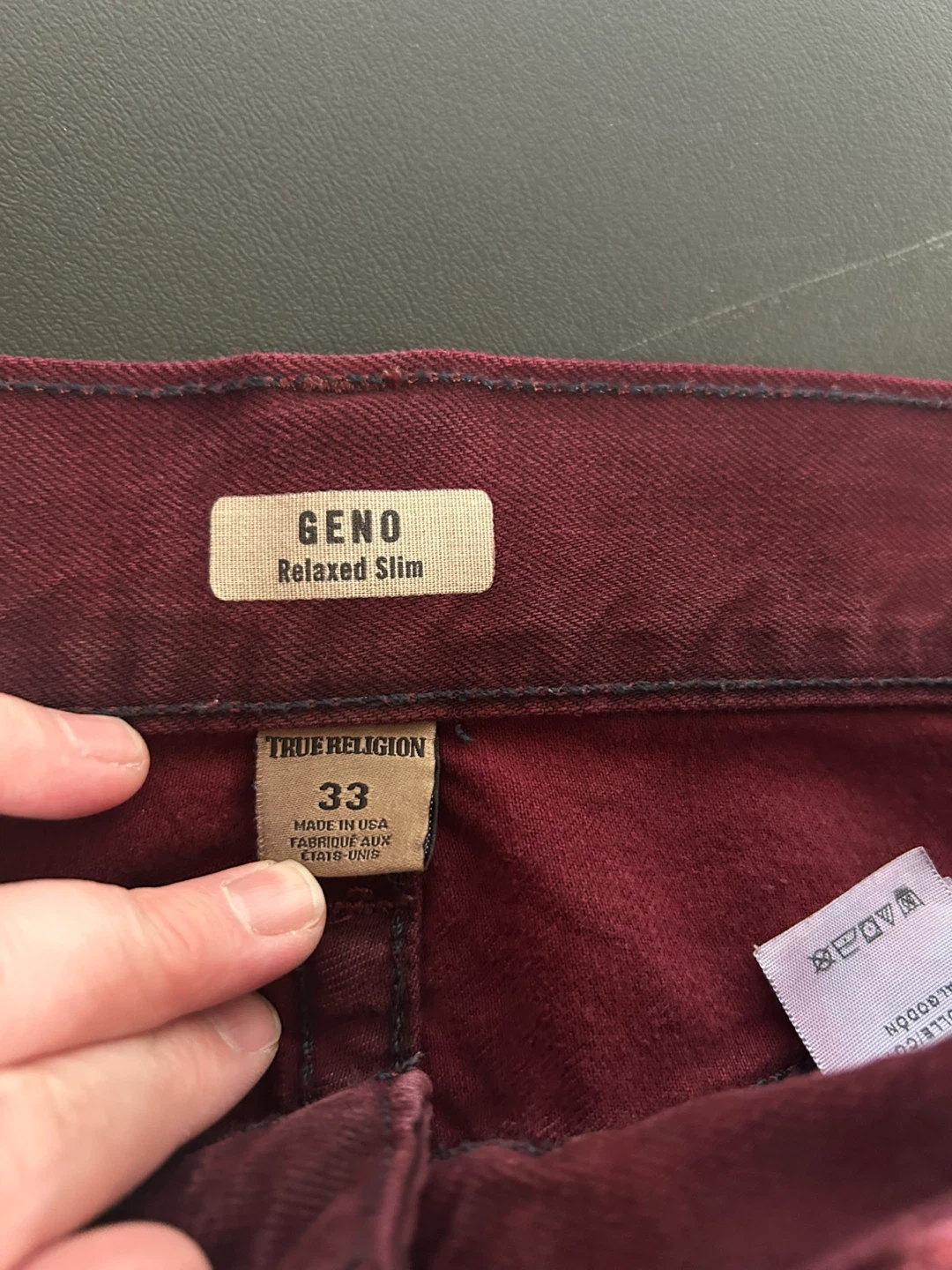 True Religion Geno Relaxed Slim Jeans Burgundy Size 33 - photo 3