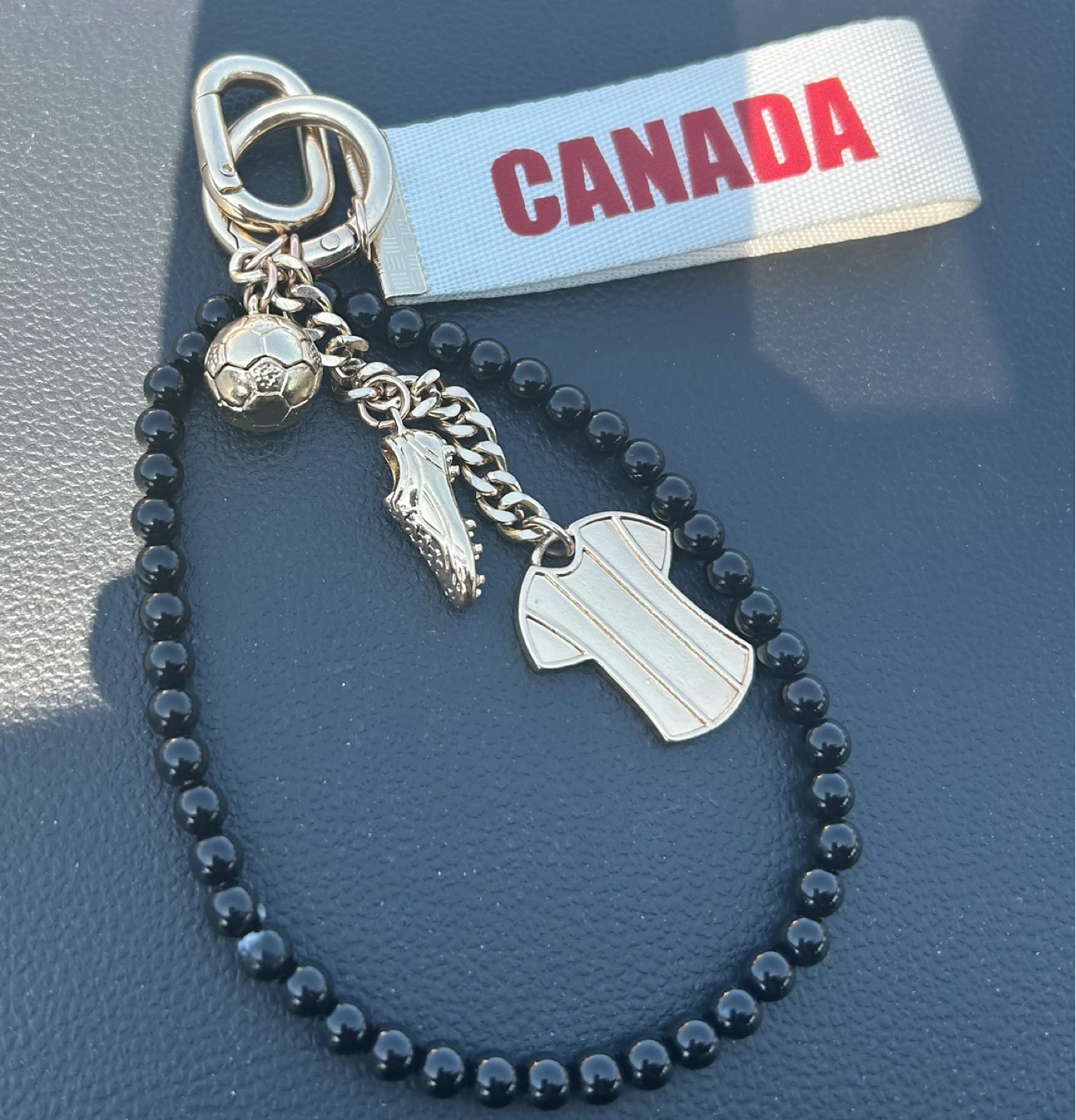 FIFA World Cup Canada Soccer Jersey & Cleats Beaded Keychain