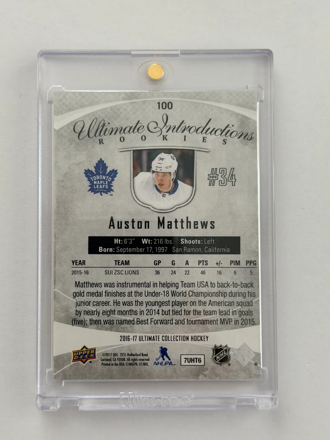 Auston Matthews Hockey Cards including an Ultimate Introductions - photo 2