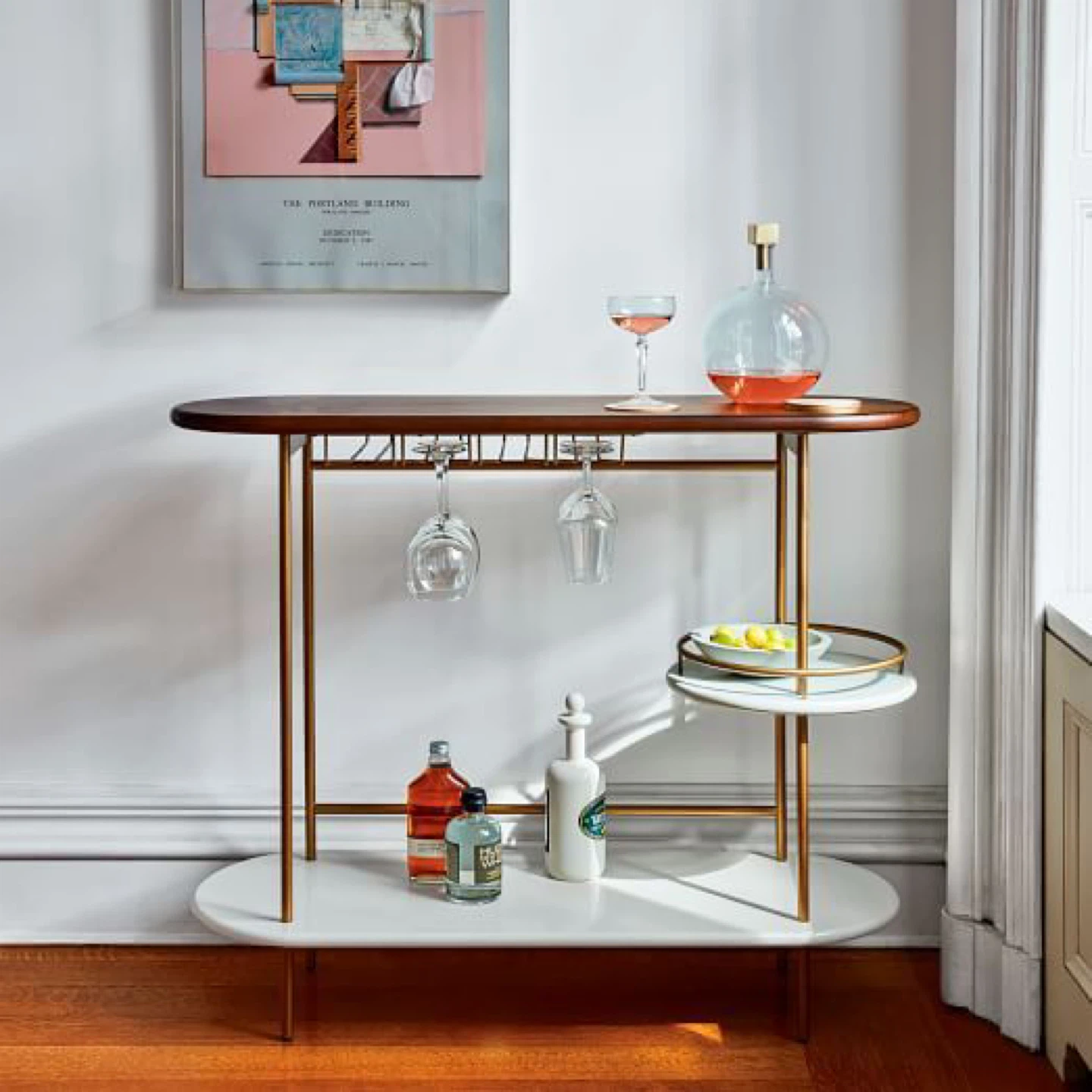 West Elm Bar Cart With Wine Rack