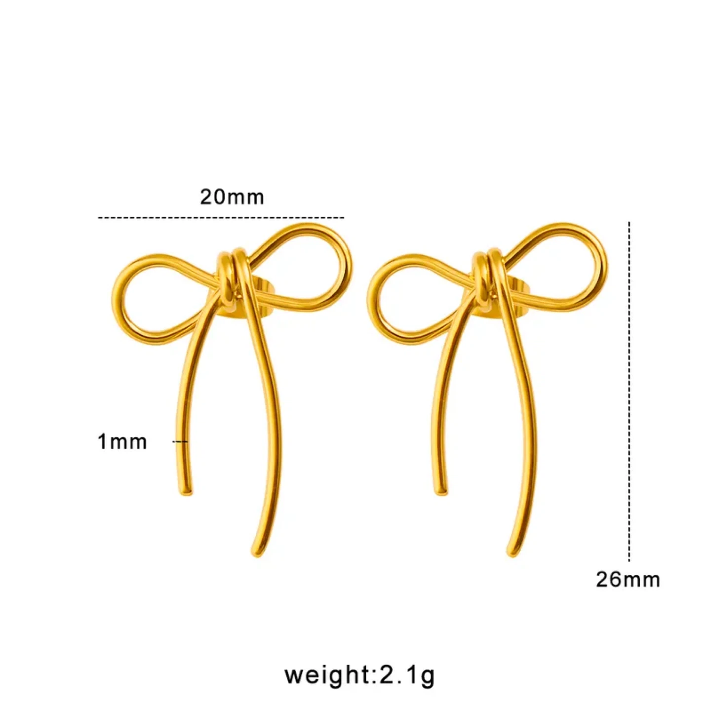 18K Gold Plated Bow Knot Stud Earrings (Stainless Steel) - photo 4