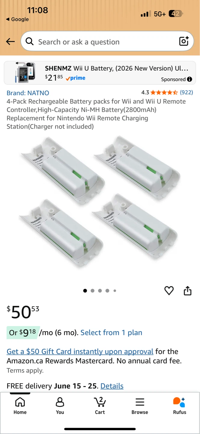 NATNO 4-Pack Rechargeable Wii U Batteries - photo 3
