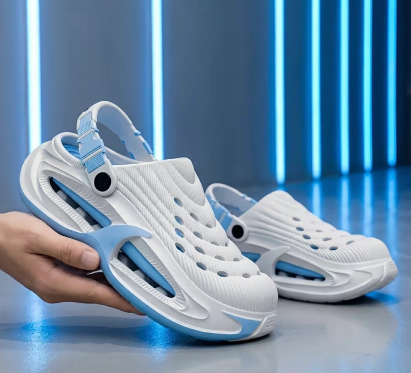 White & Blue FASHNOR Clog Sandals - photo 4