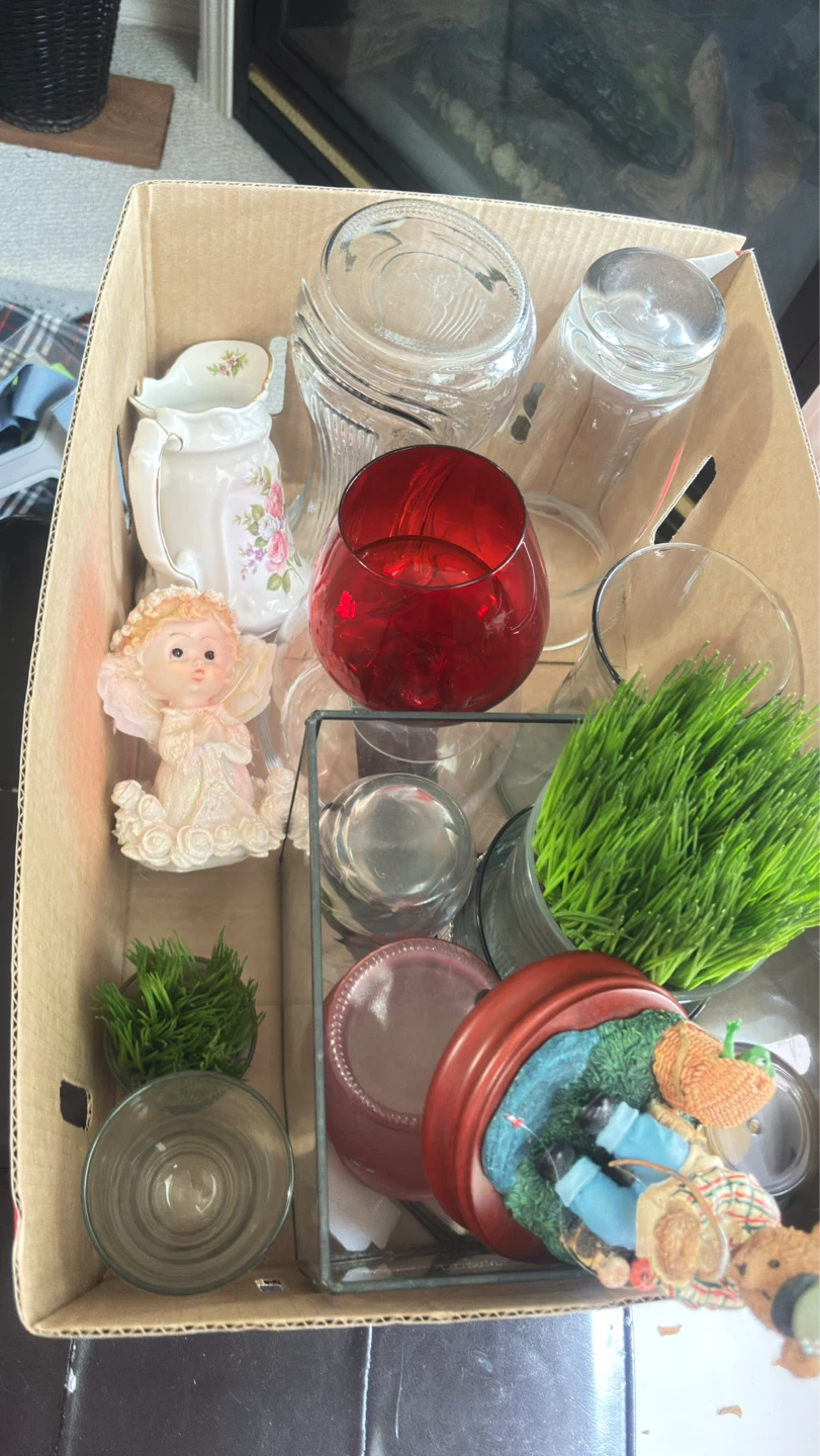 Take all for free Box of assorted home decor items