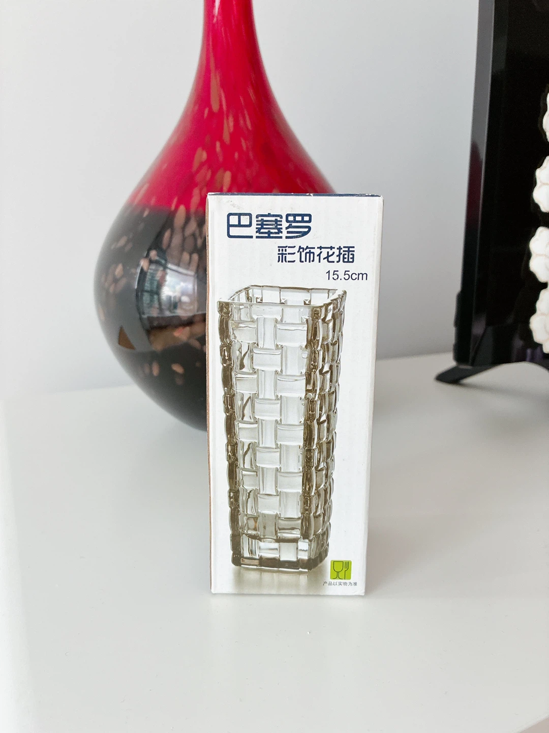 Clear Woven Pattern Glass Vase - photo 3