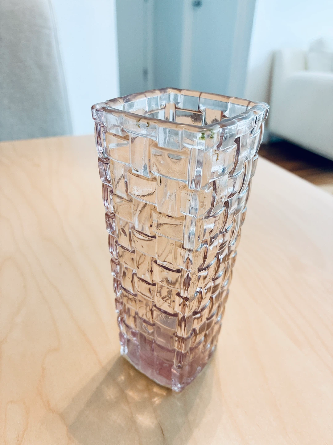 Clear Woven Pattern Glass Vase