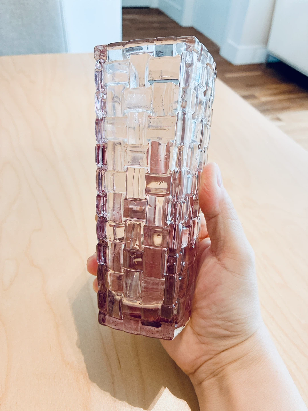 Clear Woven Pattern Glass Vase - photo 2