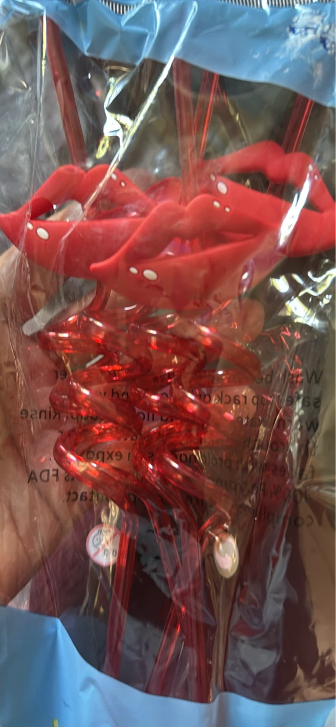 Red Lips Spiral Straws