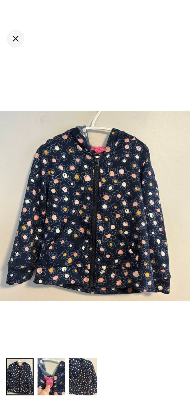 Mumu Co. Girls Floral Zip-Up Hoodie