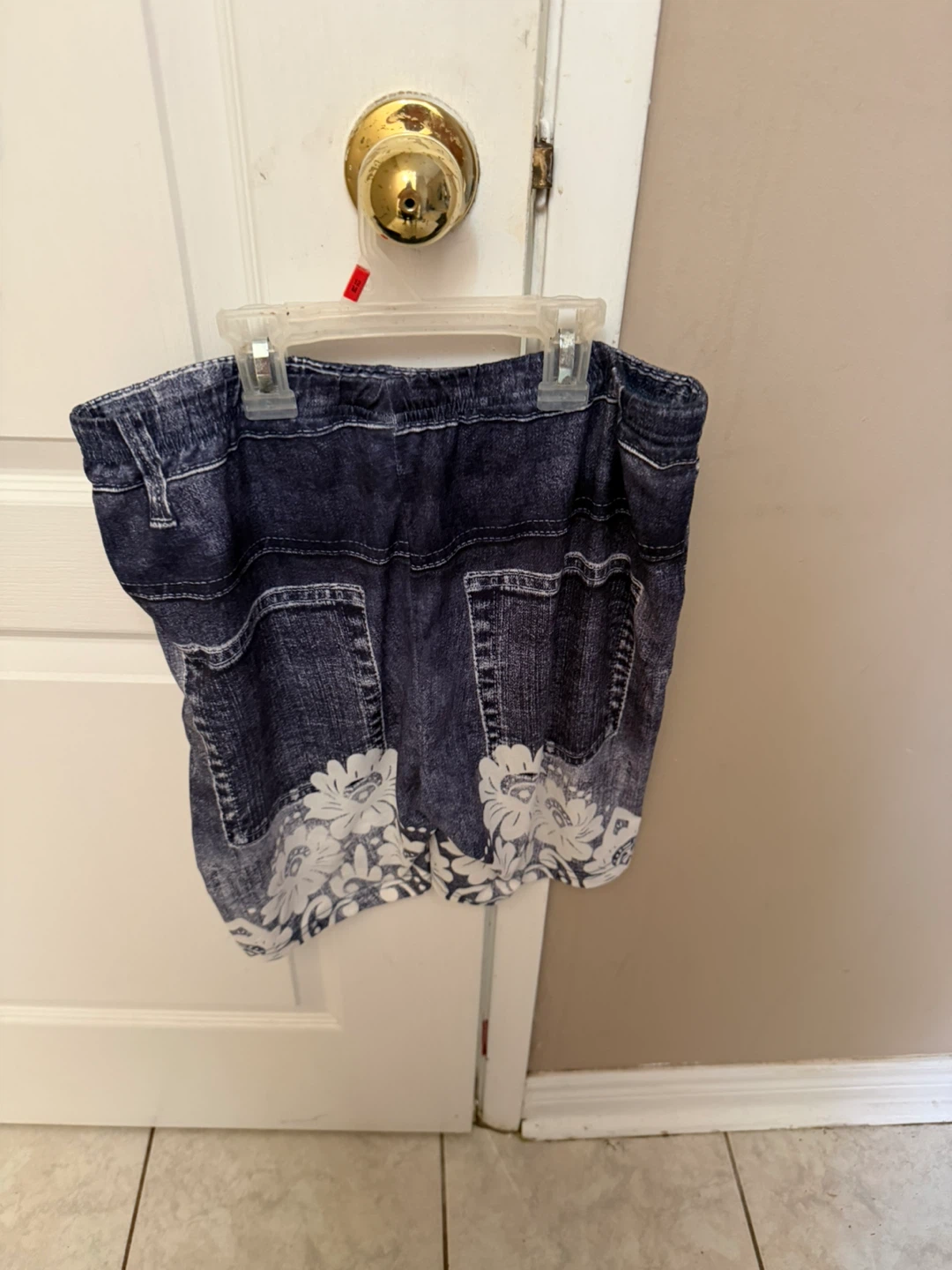 Denim Look Skirt with Floral Print - photo 3