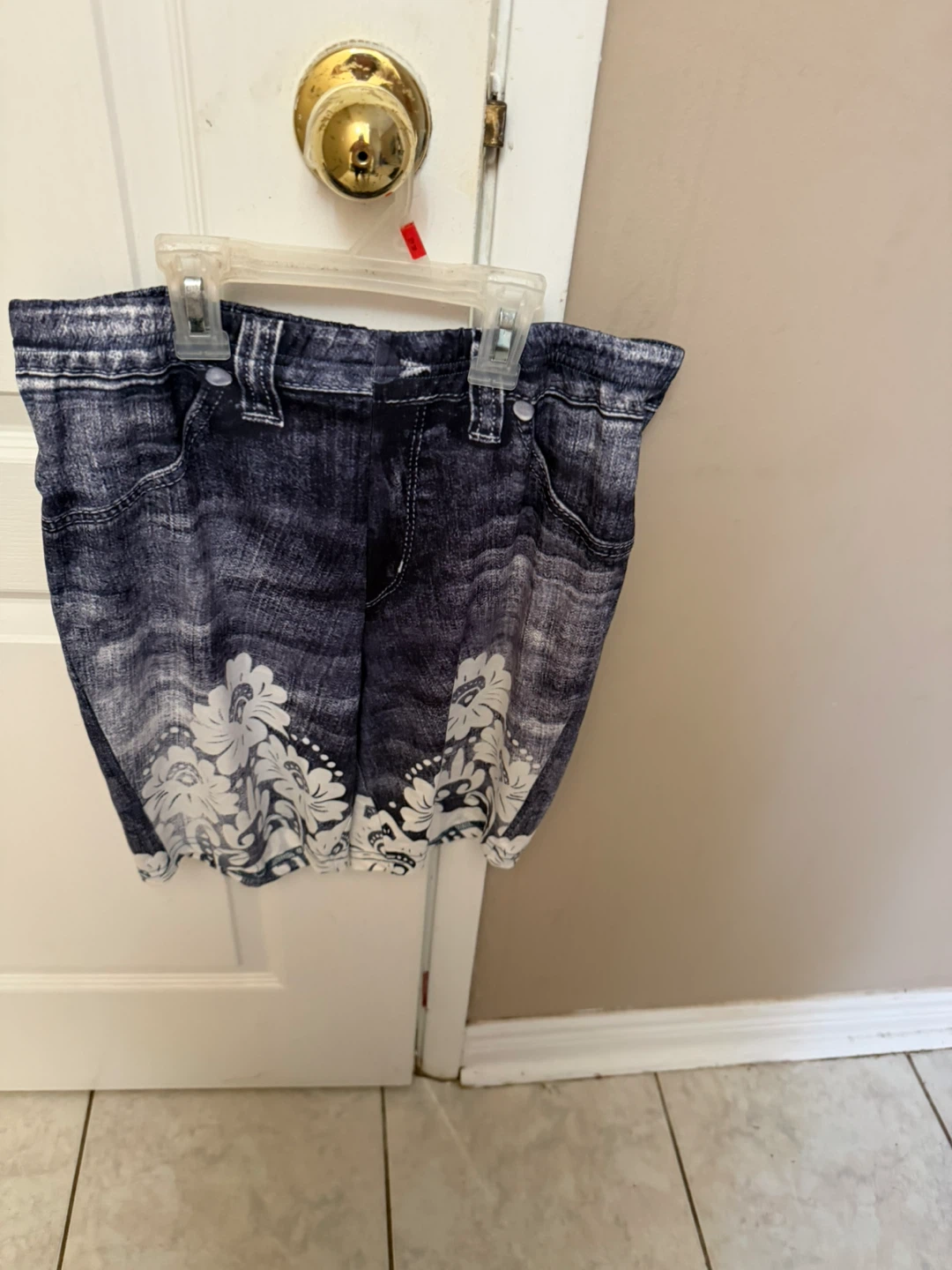 Denim Look Skirt with Floral Print - photo 2