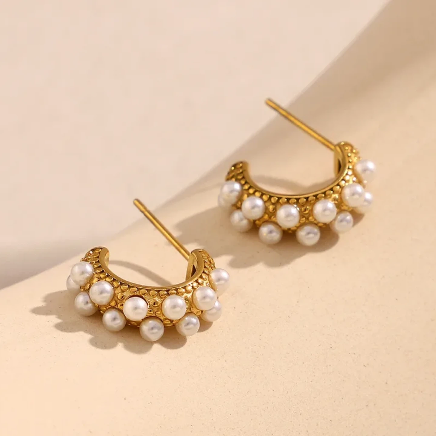 Elegant Geometric 18K Gold Plated Stud Earrings