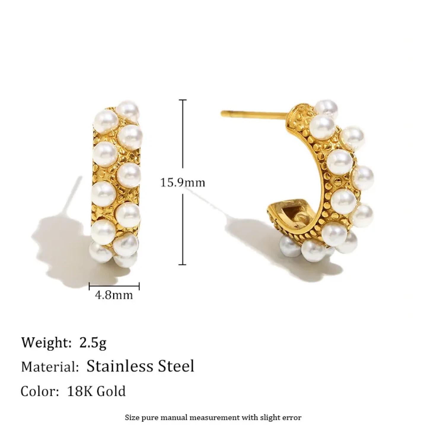 Elegant Geometric 18K Gold Plated Stud Earrings - photo 3