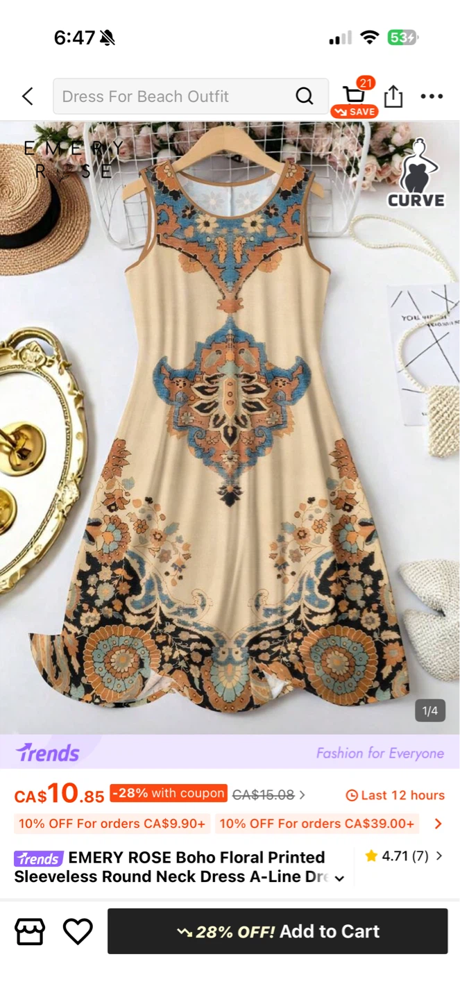 EMERY ROSE Boho Floral Print Sleeveless Dress