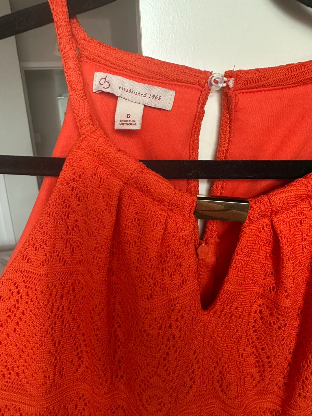 Chic Lace Halter Dress - Orange, Size 6 - photo 3