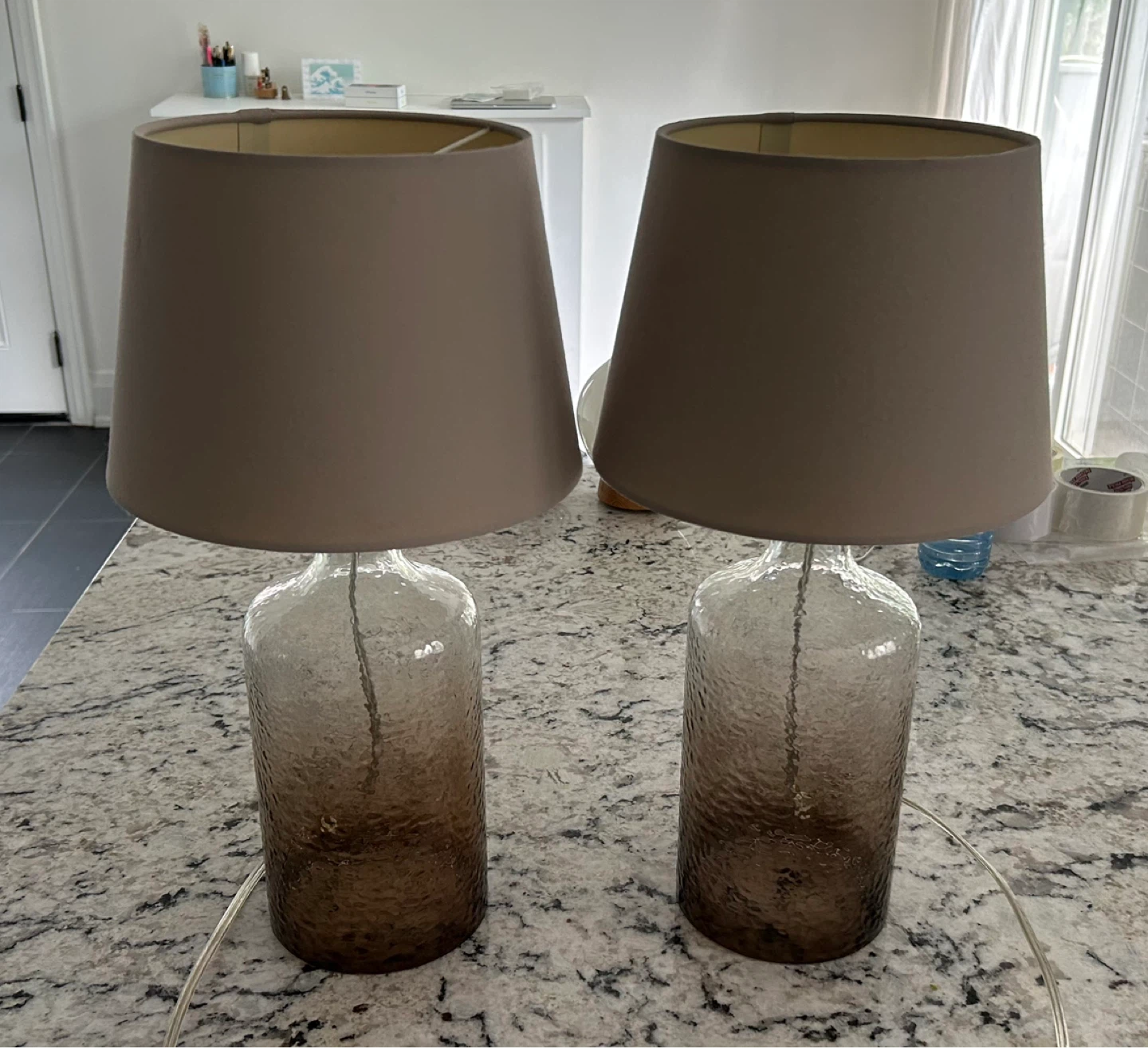 Hammered Glass Table Lamps - Set of 2