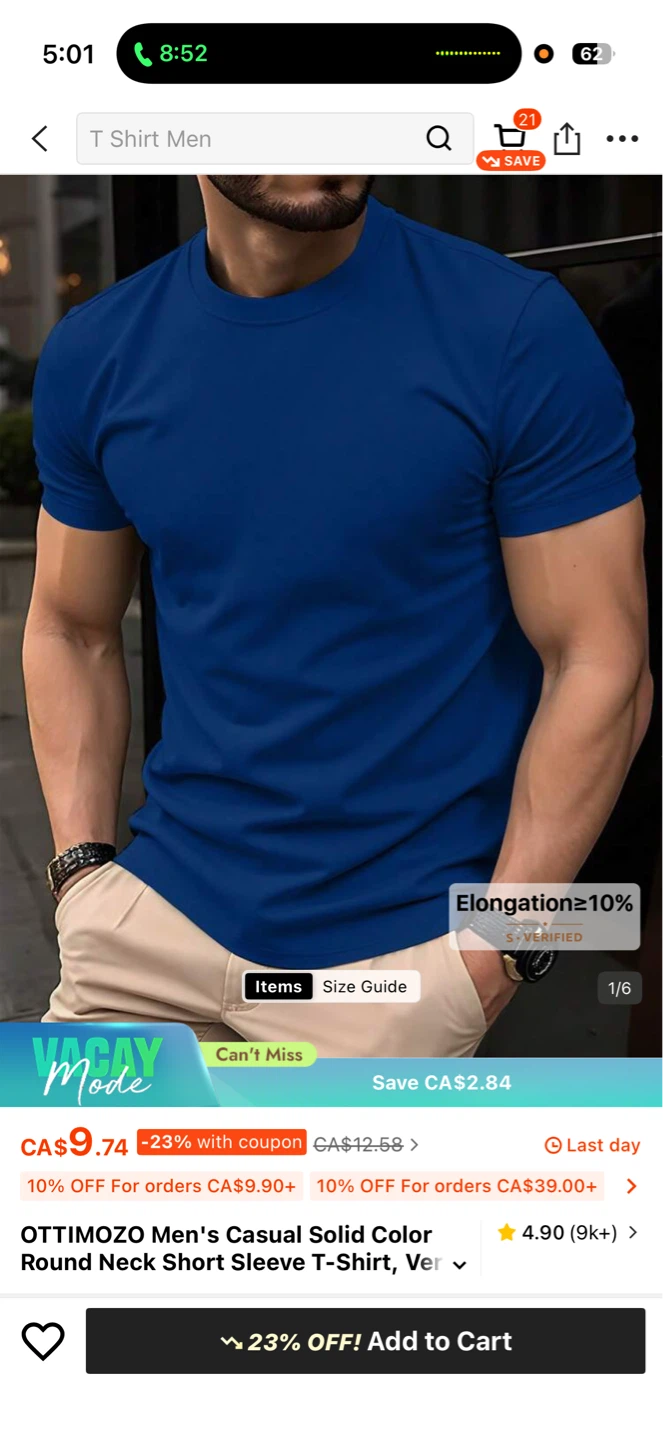 OTTMOZO Men's Casual Solid Color Round Neck Short Sleeve T-Shirt