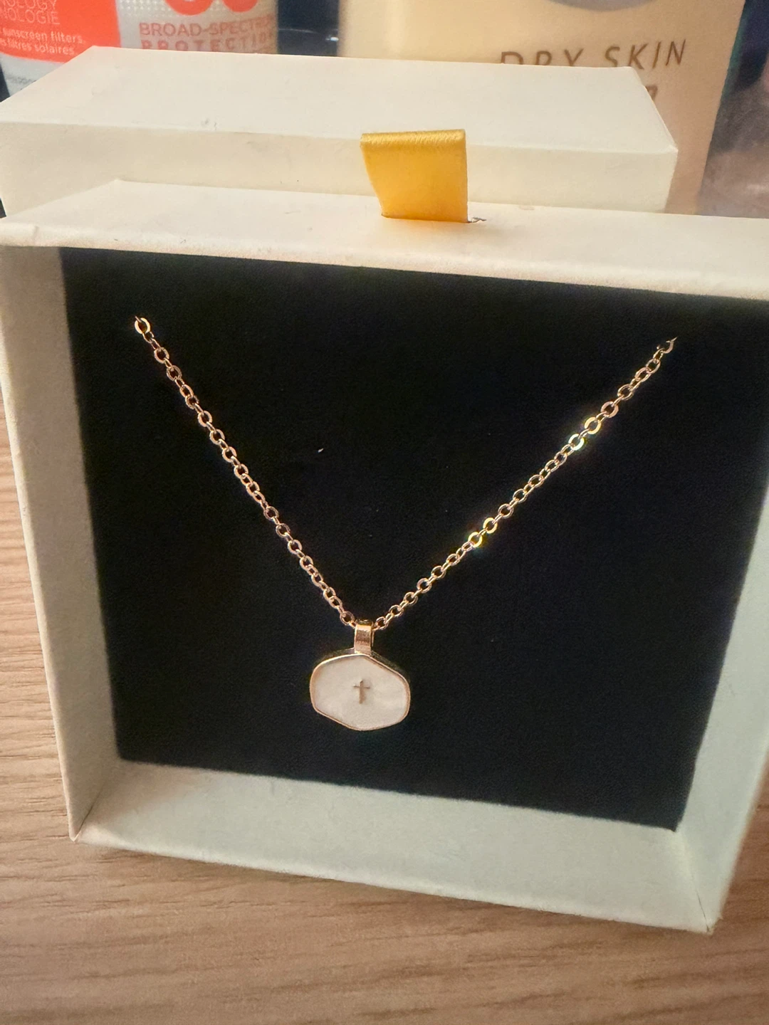 Gold-tone Necklace with Cross Pendant