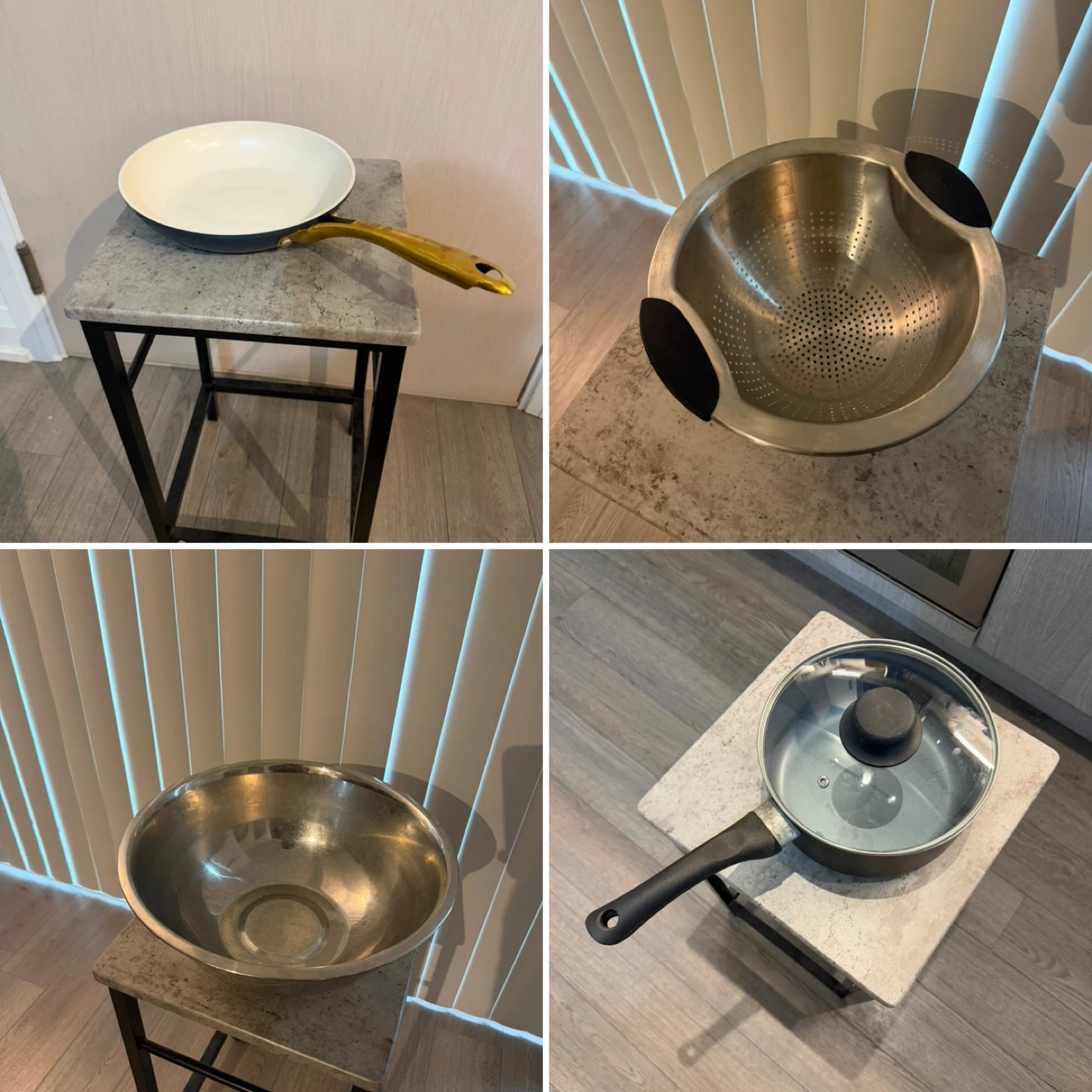 Combo sell: colander, basin, small pot and small frying pan