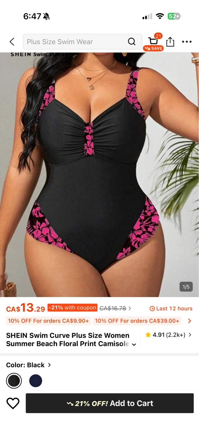 SHEIN Curve Plus Size Women Summer Beach Floral Print Swimsuit