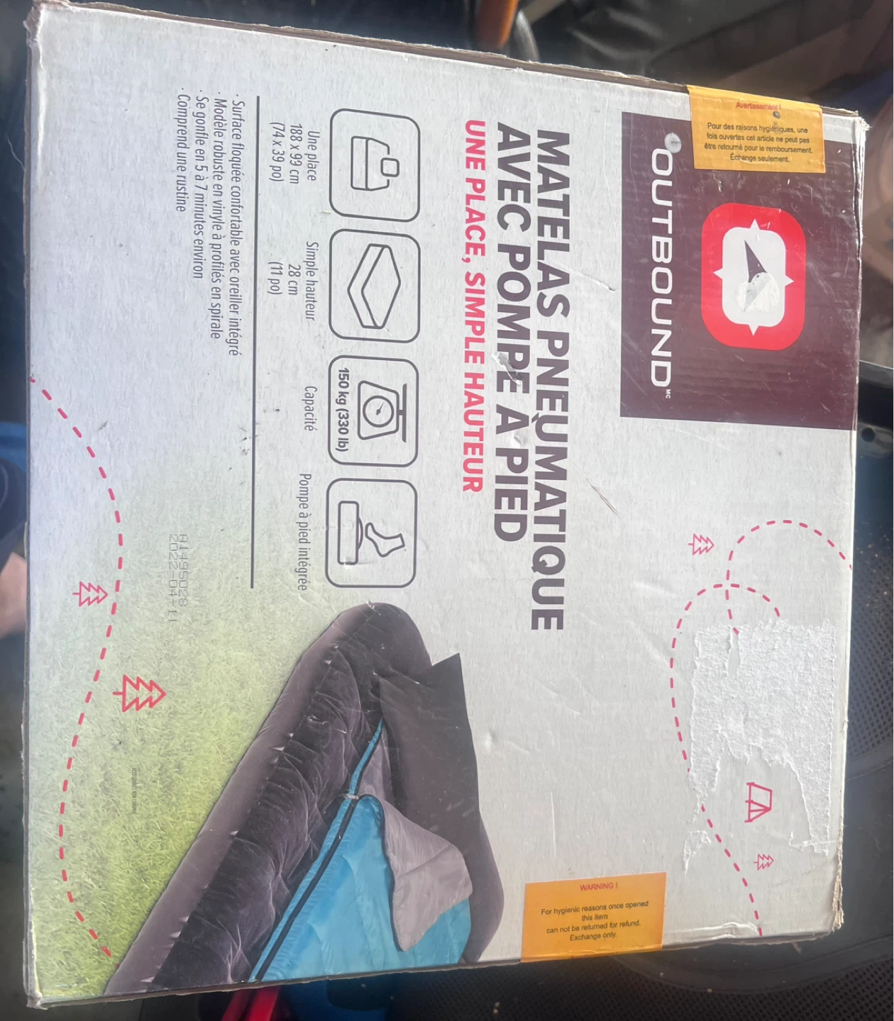 Outbound Air Mattress with Foot Pump - photo 2