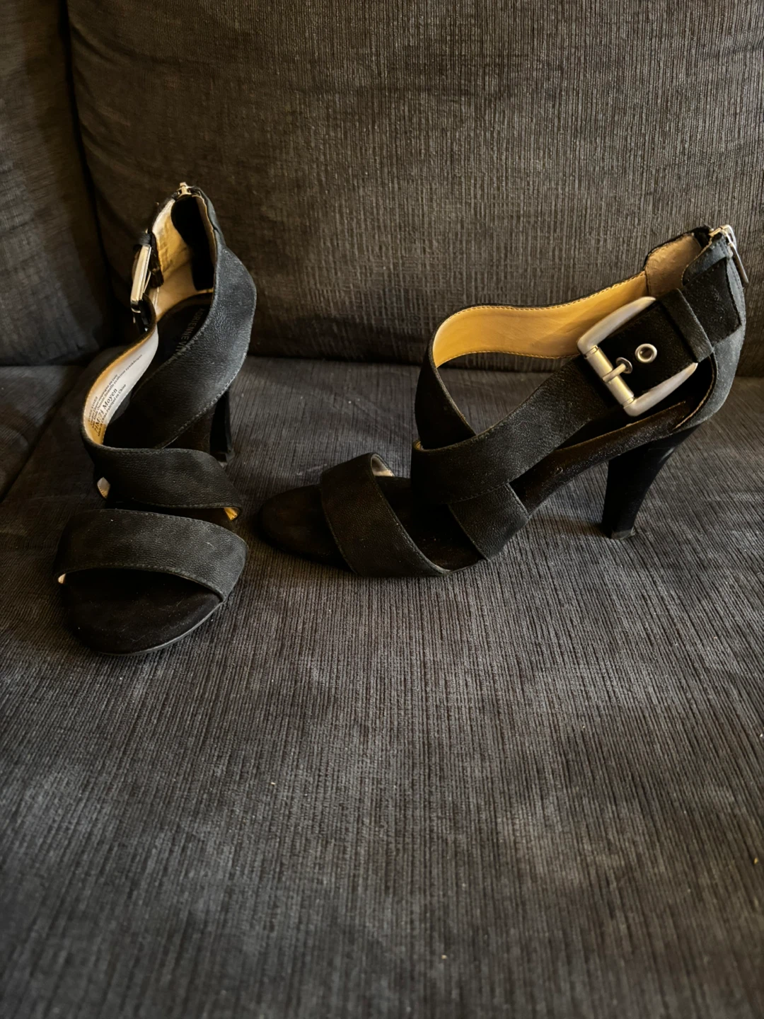 Adrienne Vittadini Black Suede Strappy Heels