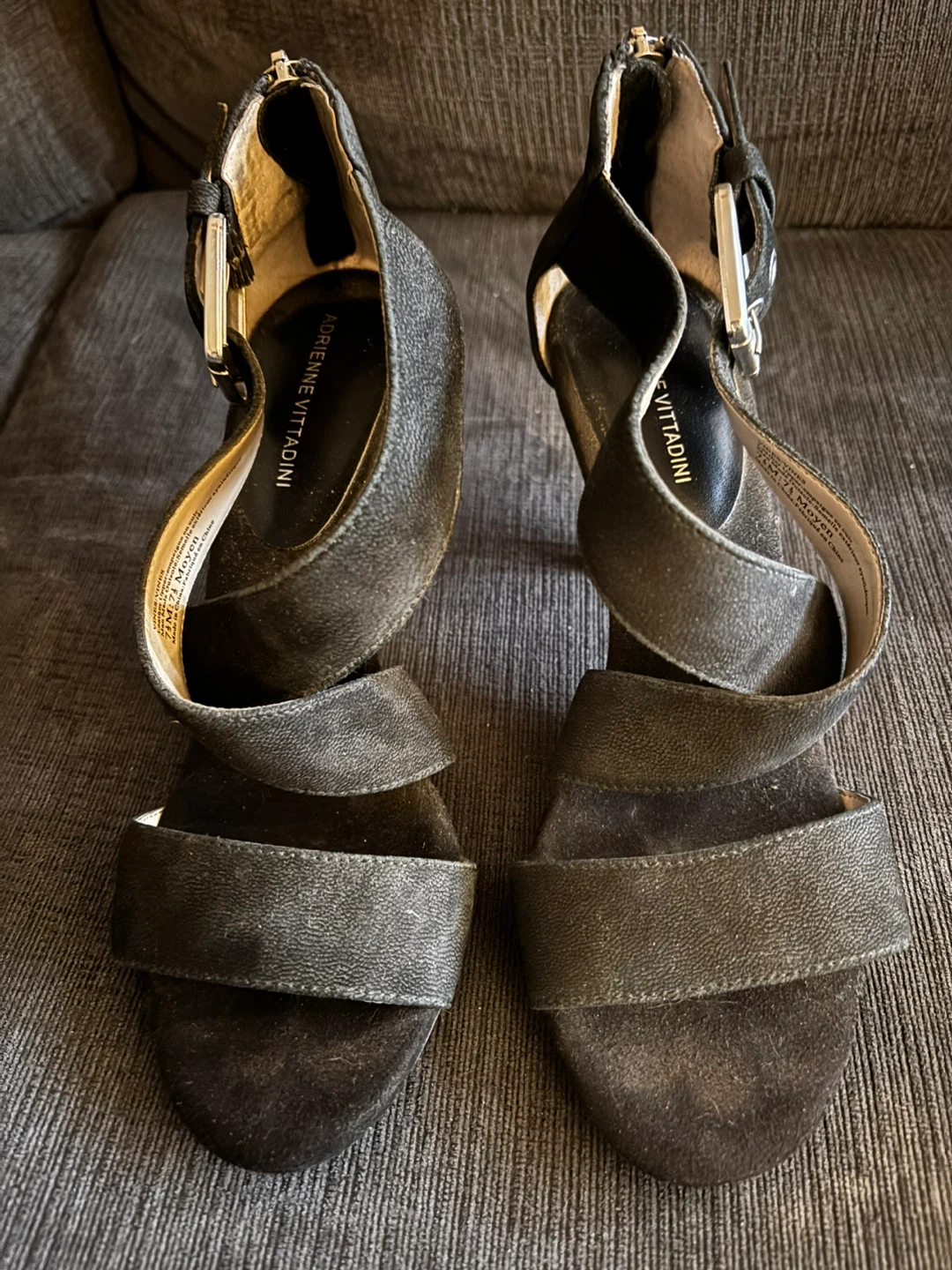 Adrienne Vittadini Black Suede Strappy Heels - photo 3