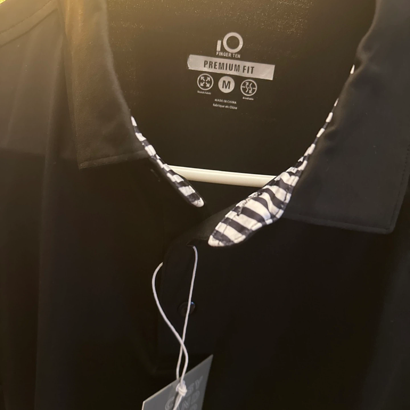 FINGER TEN Premium Fit Black Polo Shirt - Size M - photo 2