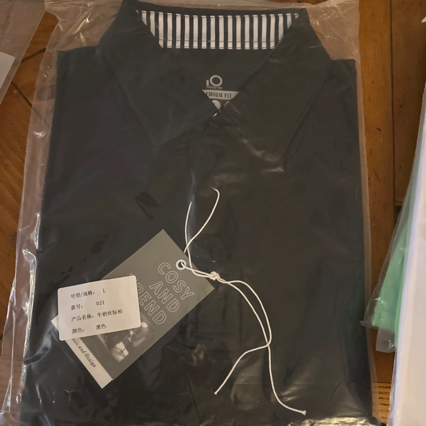 FINGER TEN Premium Fit Black Polo Shirt - Size M