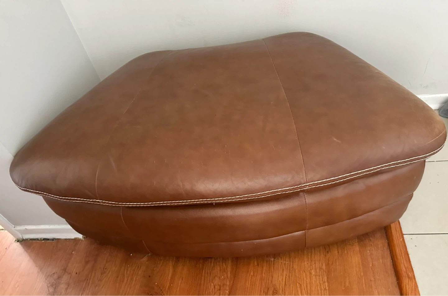 Brown Leather Storage Ottoman - photo 2